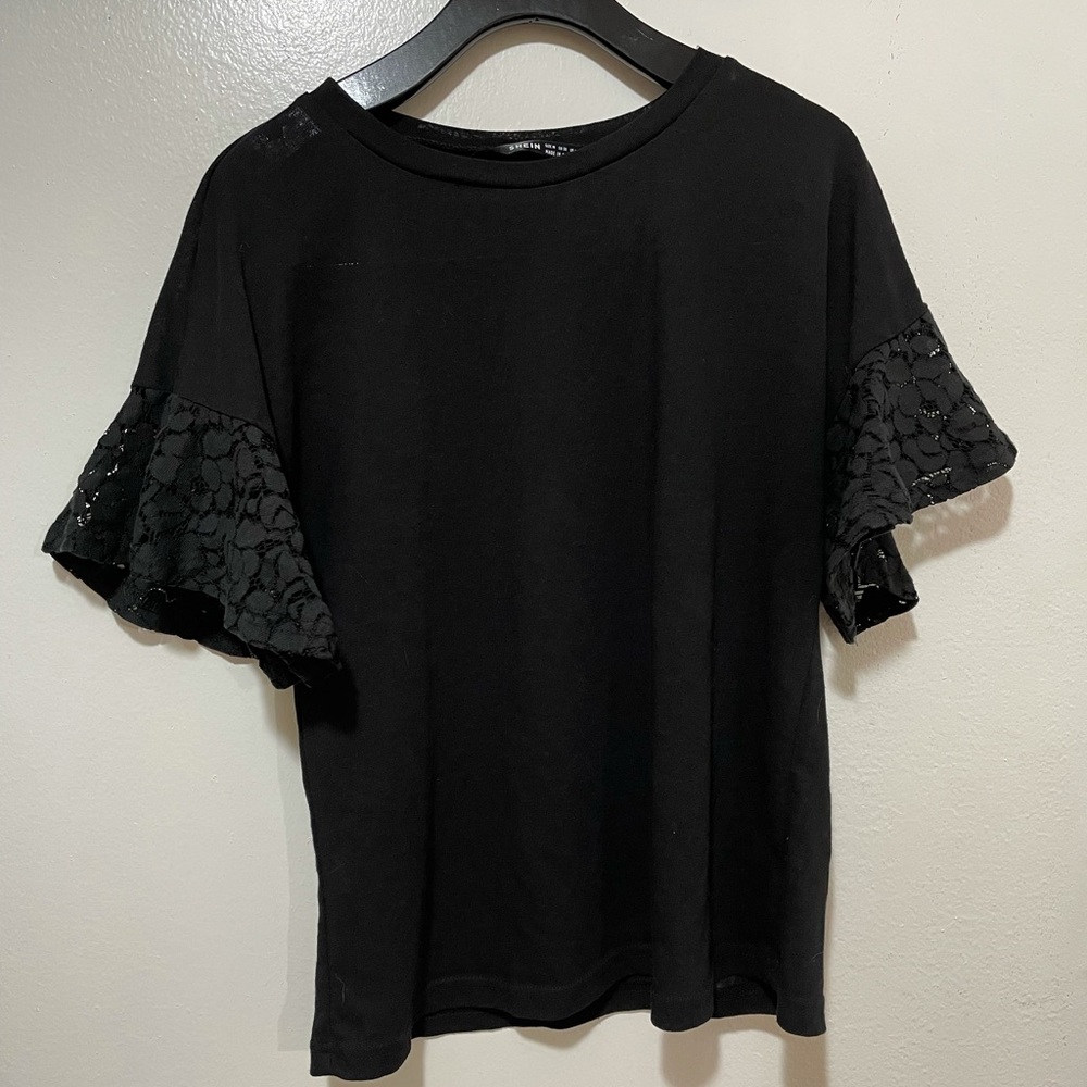 Black SHEIN lace short sleeved shirt